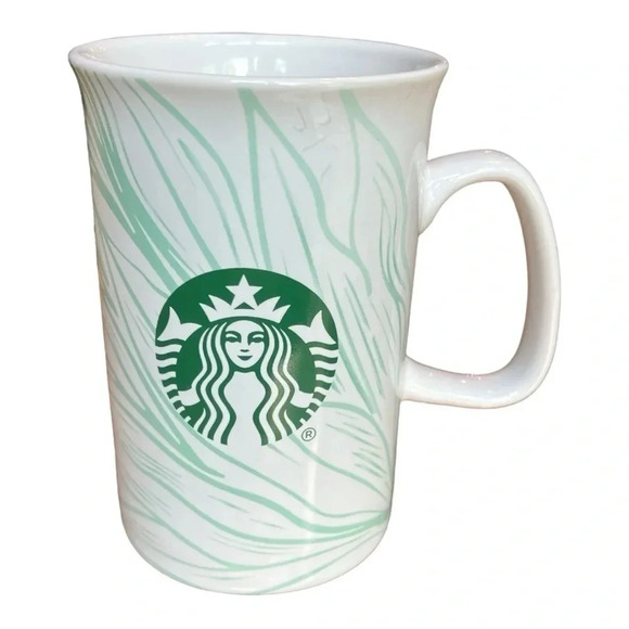 Starbucks 11 oz Green Leaf Tall Coffee Mug Good Condition - Picture 1 of 6
